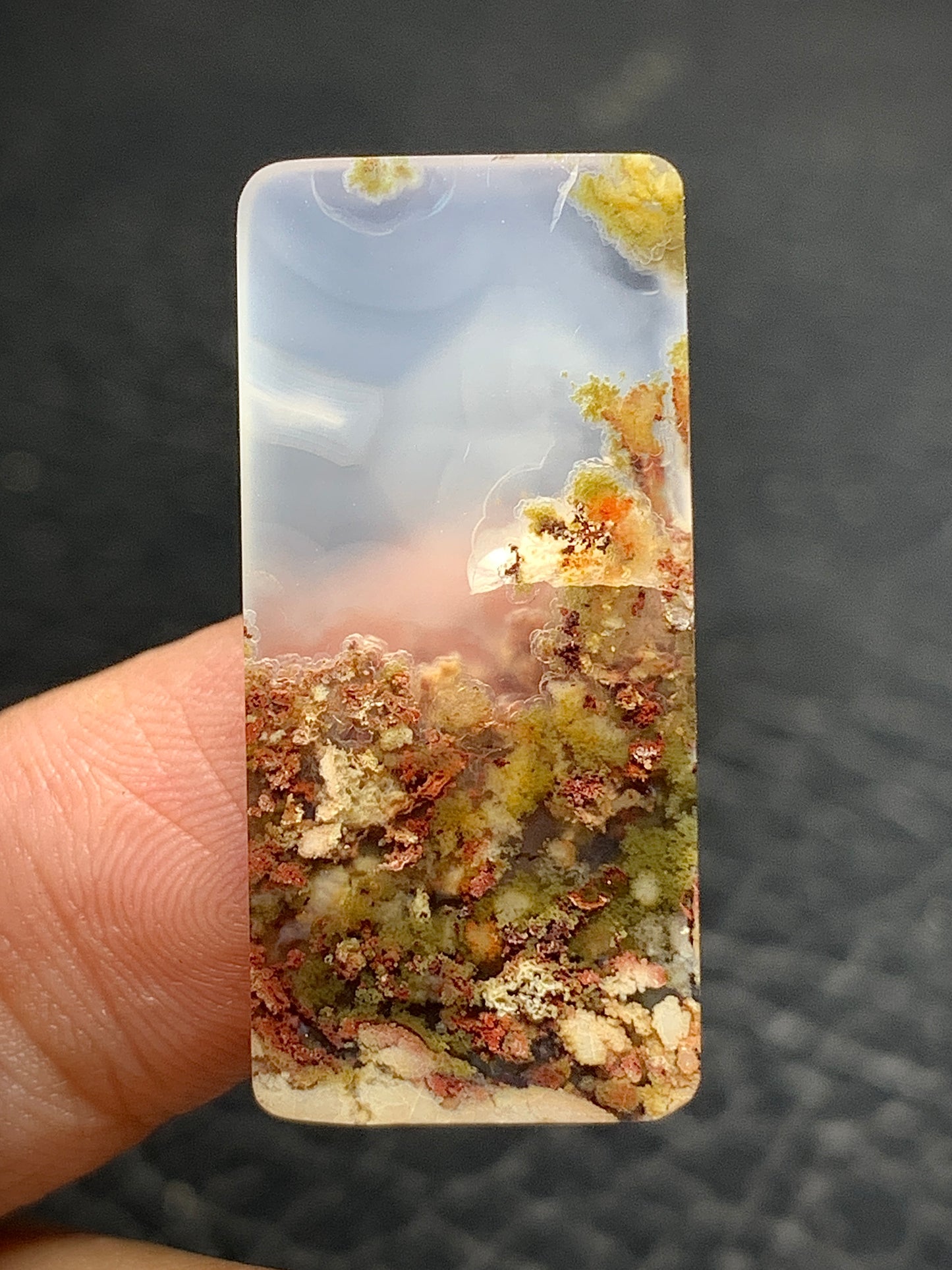 Scenic Moss Agate Rectangle Cabochon 31x15x4.5mm