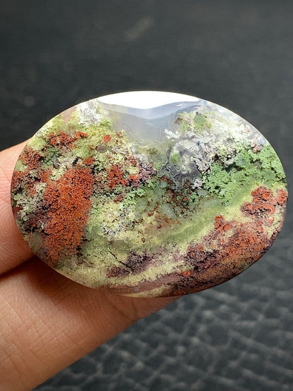 Scenic Moss Agate Oval Cabochon 36x27x6mm