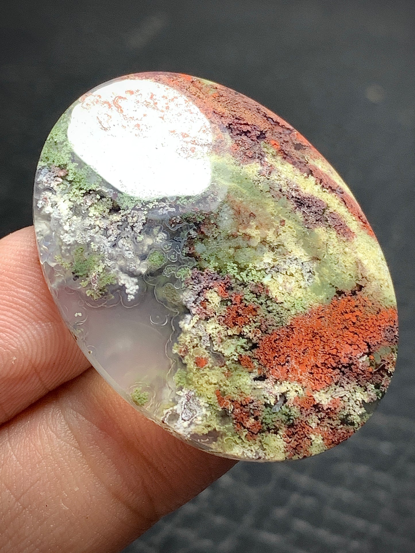 Scenic Moss Agate Oval Cabochon 36x27x6mm