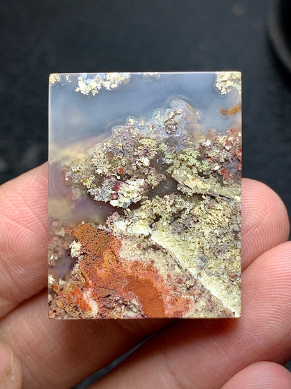 Scenic Moss Agate Rectangle Cabochon 31x24.5x4.5mm