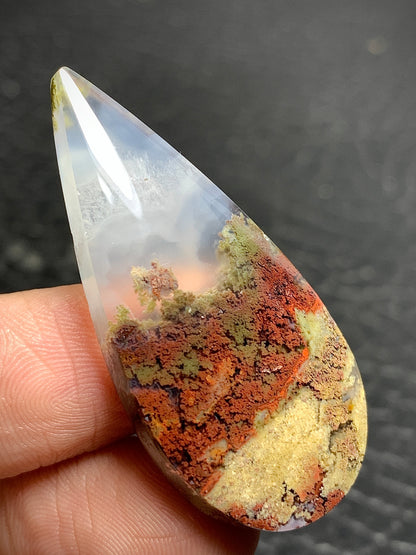 Scenic Moss Agate Teardrop Cabochon 42x19.5x6.2mm