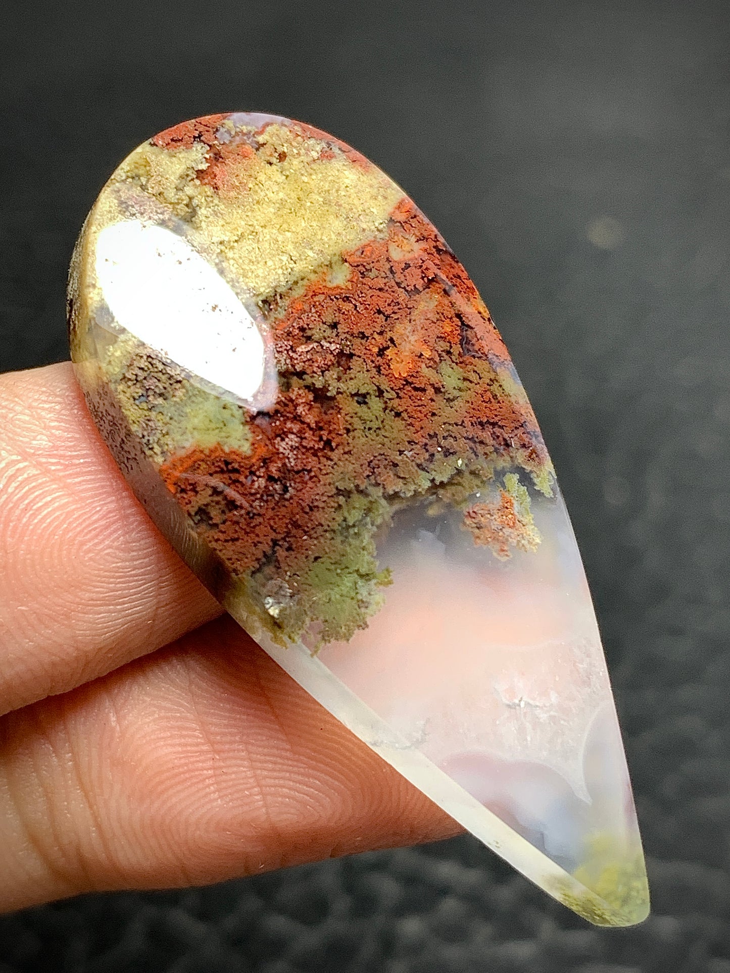 Scenic Moss Agate Teardrop Cabochon 42x19.5x6.2mm