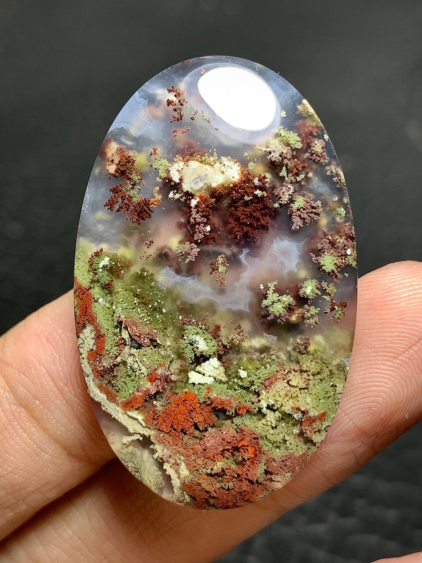 Scenic Moss Agate Oval Cabochon 39x24.5x6mm