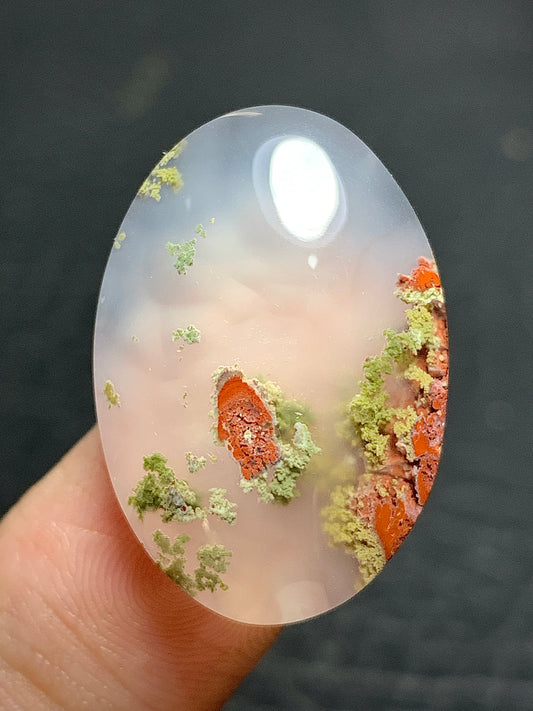 Scenic Moss Agate Oval Cabochon 25x17.5x6mm