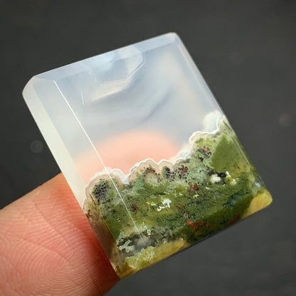 Natural Scenic Moss Agate Rectangle Cabochon 23x20.5x5mm