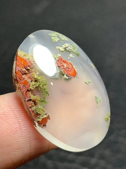 Scenic Moss Agate Oval Cabochon 25x17.5x6mm