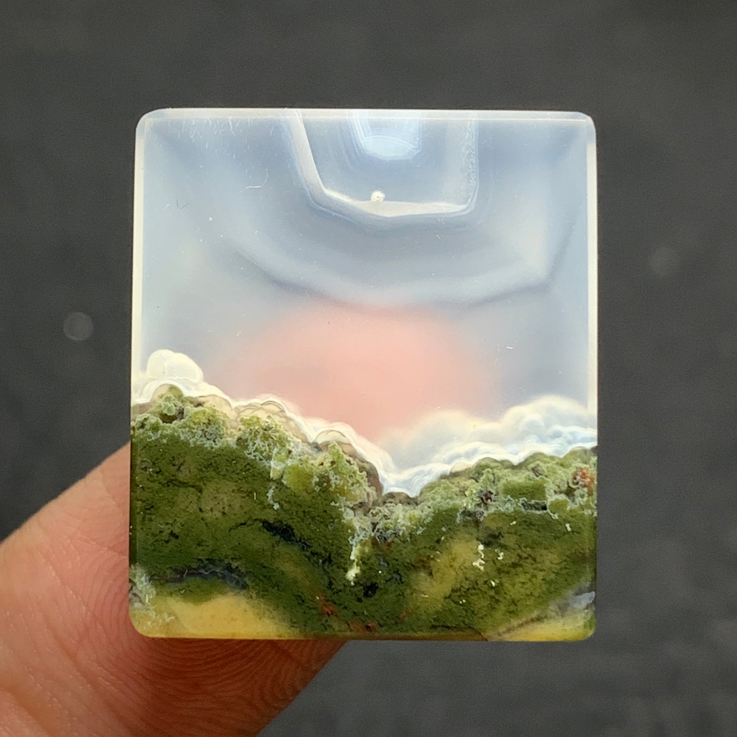 Natural Scenic Moss Agate Rectangle Cabochon 23x20.5x5mm