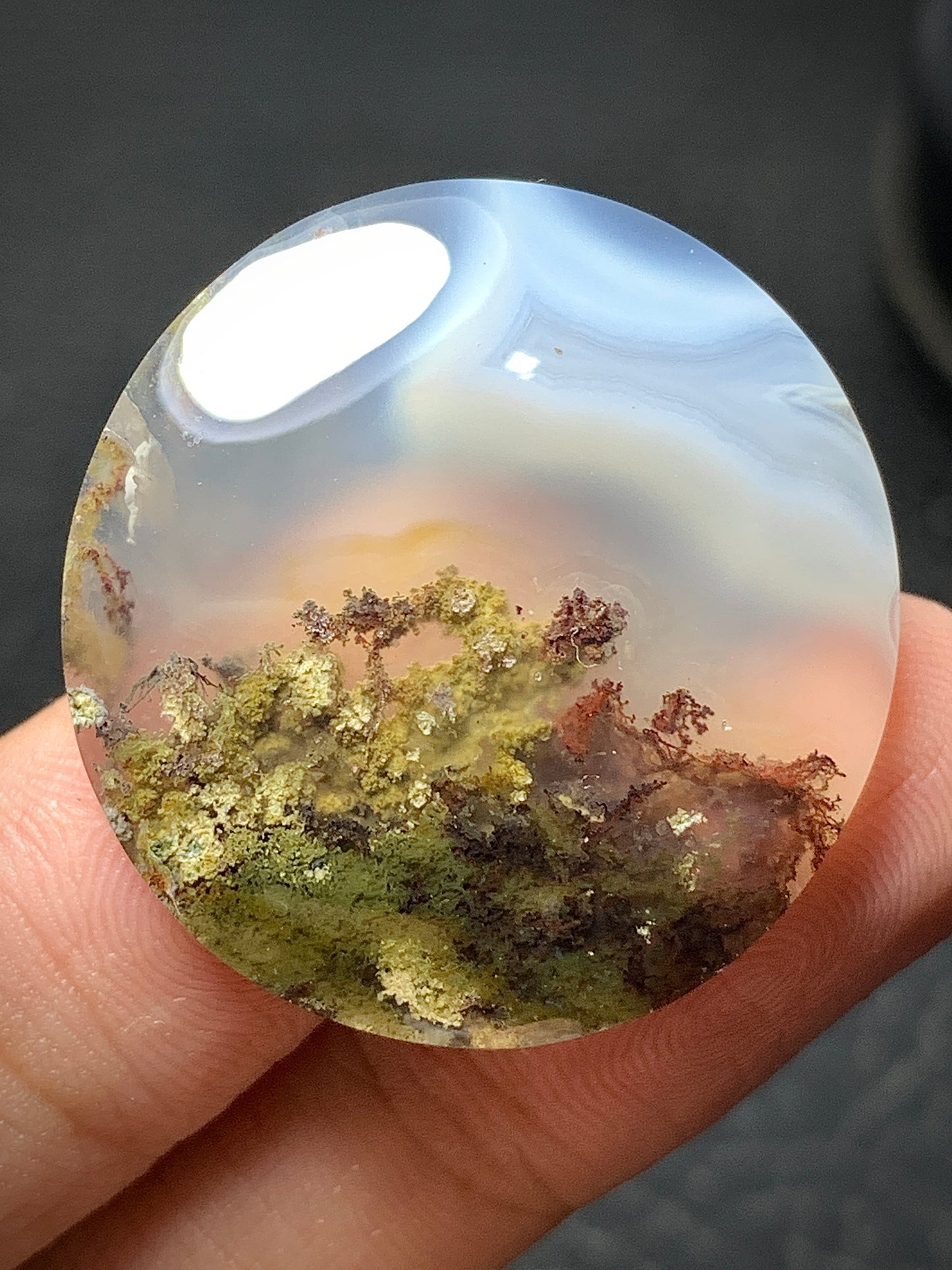 Scenic Moss Agate Round Cabochon 29x29x7mm