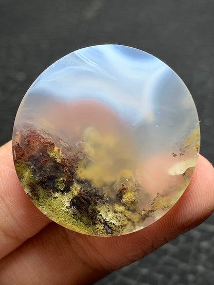 Scenic Moss Agate Round Cabochon 29x29x7mm