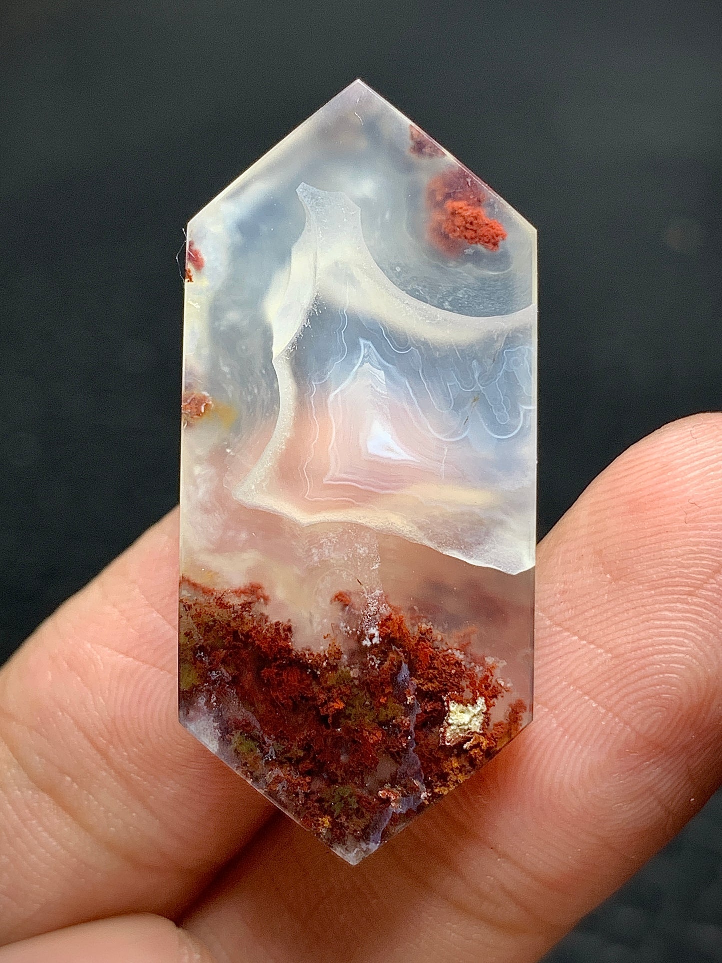 Scenic Moss Agate Hexagon Cabochon 36x16x4.5mm