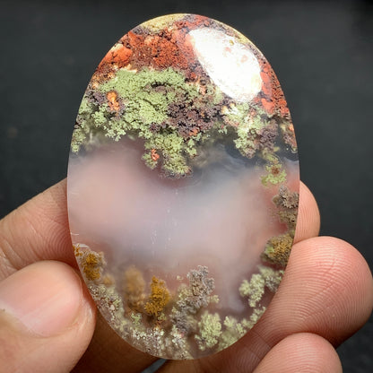 Scenic Moss Agate Oval Cabochon 44x29.5x5.5mm High Quality