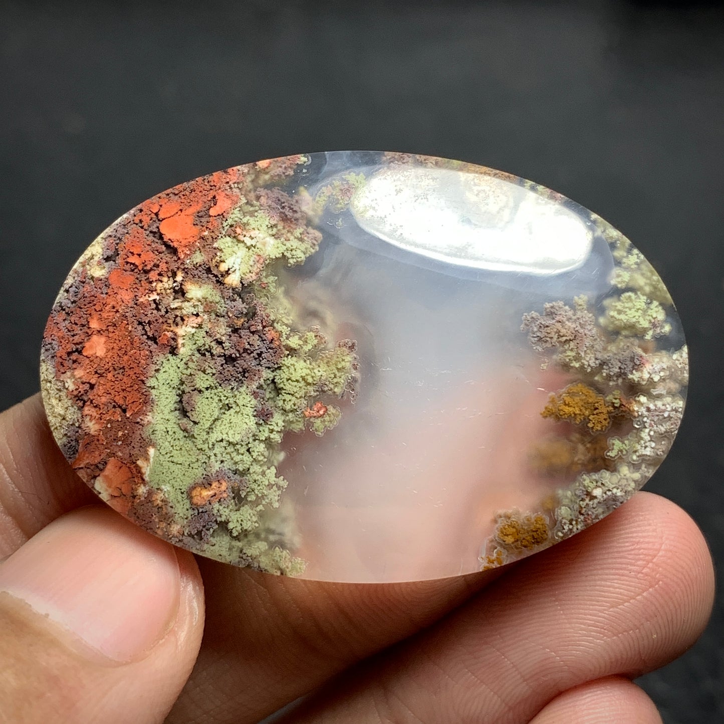 Scenic Moss Agate Oval Cabochon 44x29.5x5.5mm High Quality