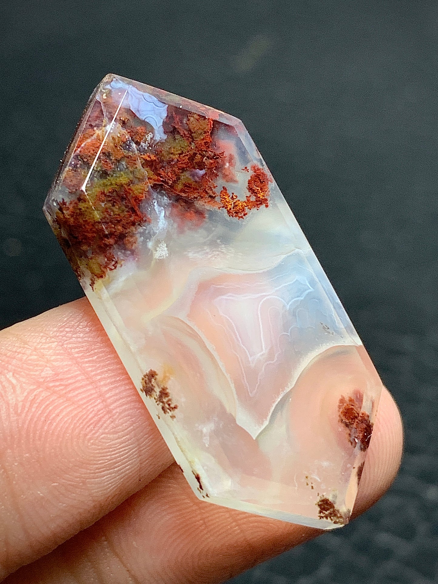 Scenic Moss Agate Hexagon Cabochon 36x16x4.5mm