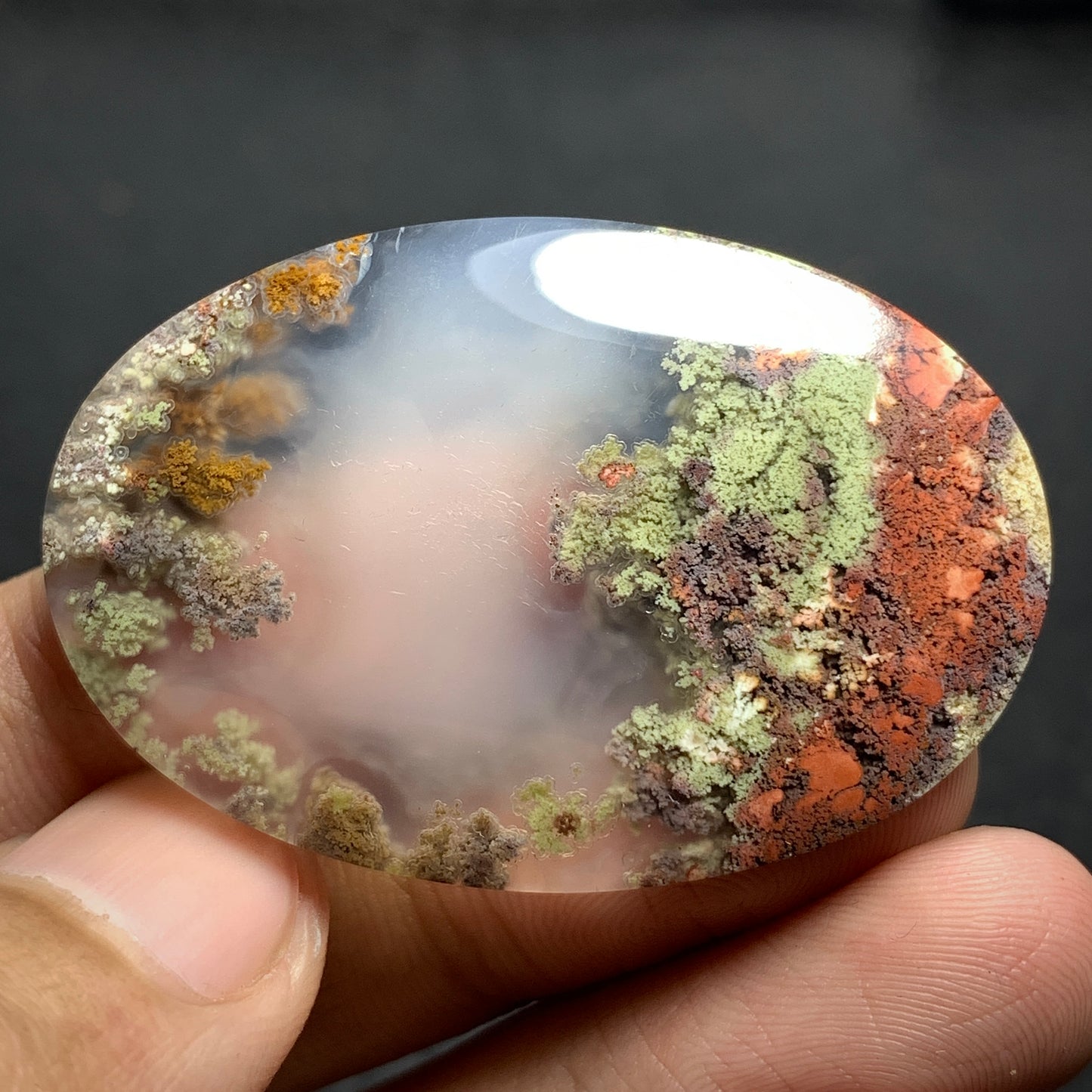 Scenic Moss Agate Oval Cabochon 44x29.5x5.5mm High Quality