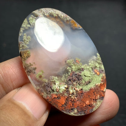 Scenic Moss Agate Oval Cabochon 44x29.5x5.5mm High Quality