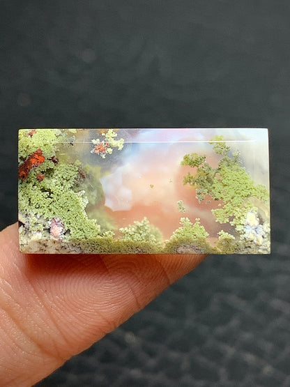 Scenic Moss Agate Rectangle Cabochon 25x12.5x4mm