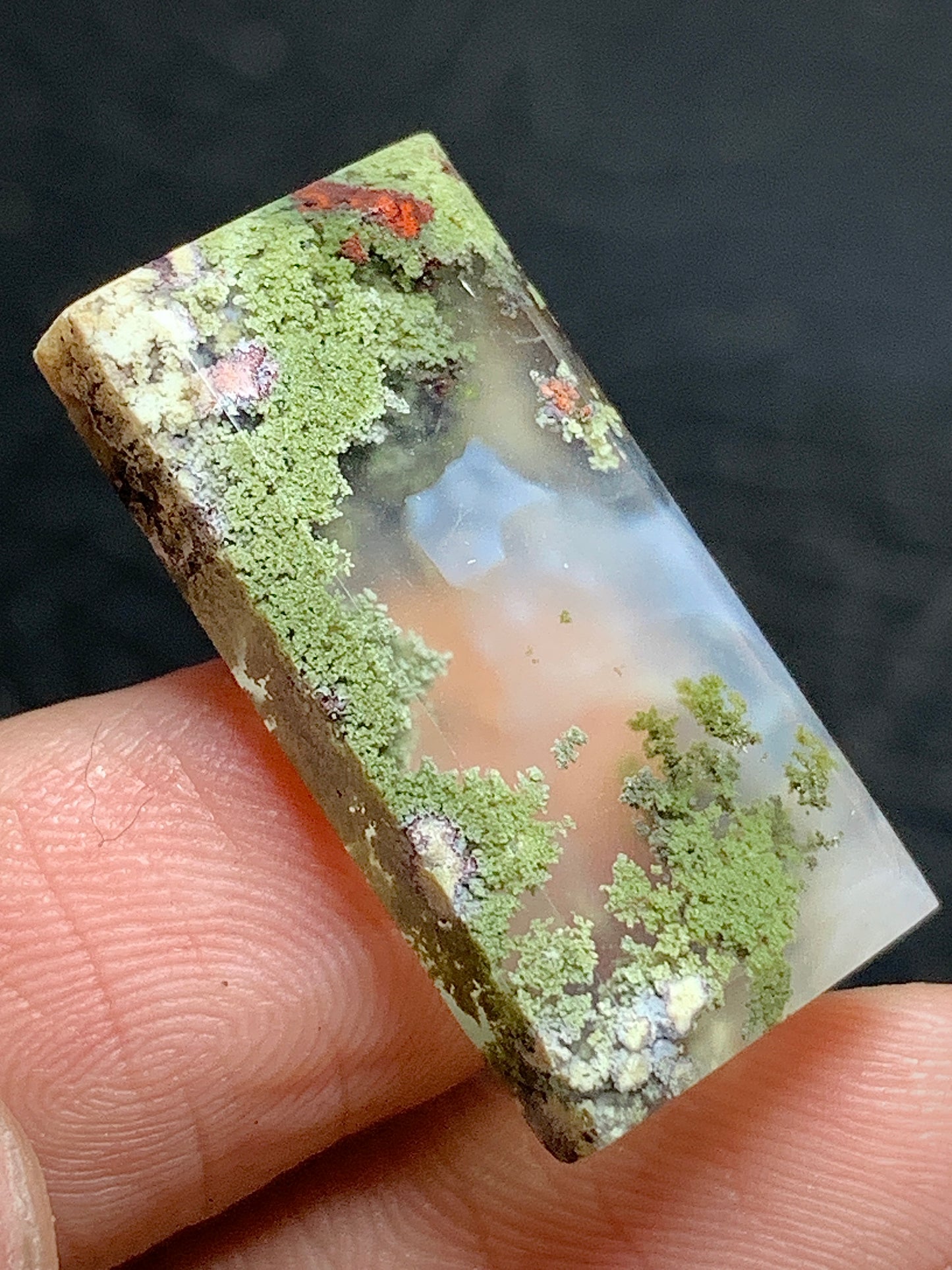 Scenic Moss Agate Rectangle Cabochon 25x12.5x4mm