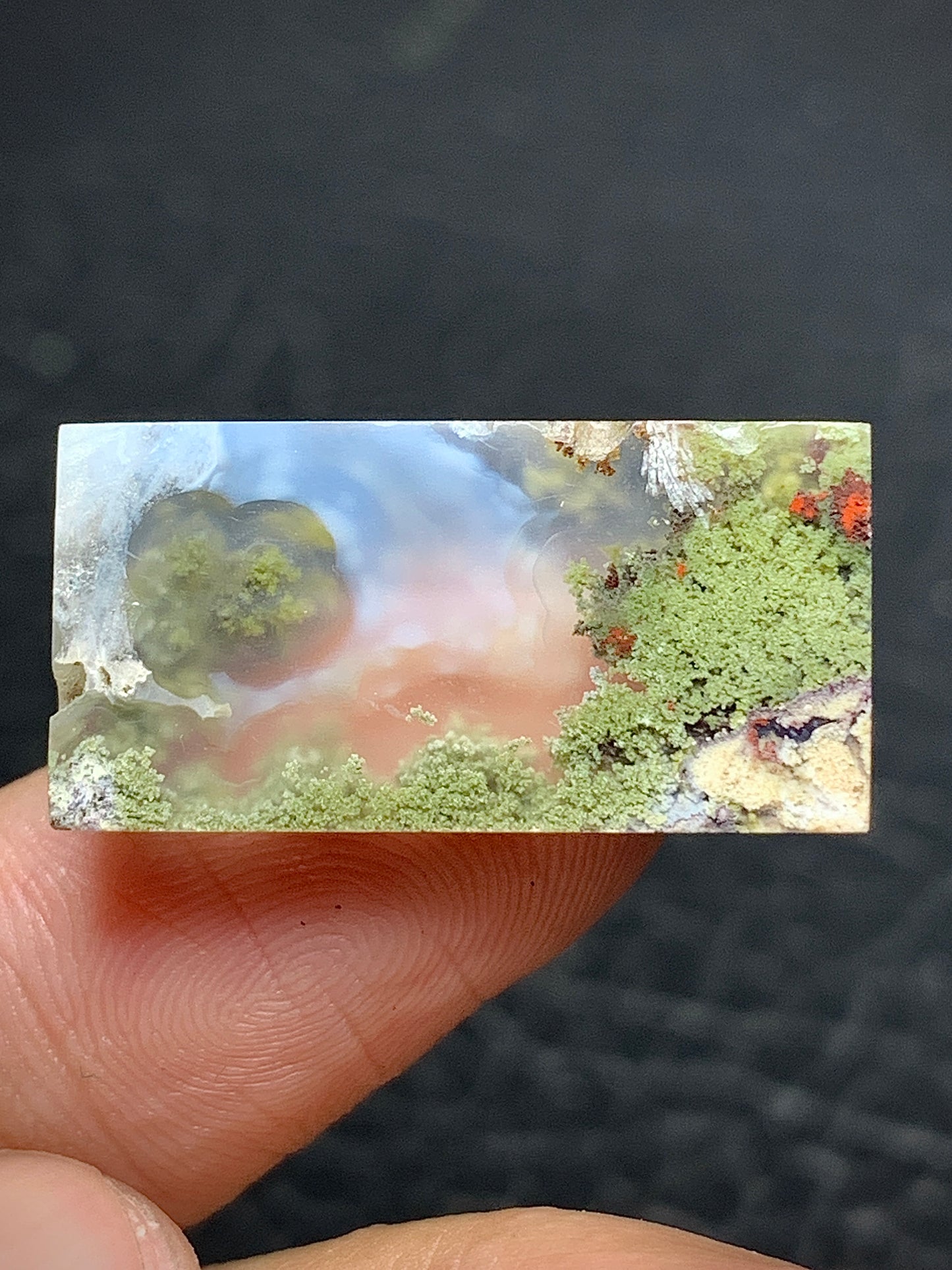 Scenic Moss Agate Rectangle Cabochon 25x12.5x4mm