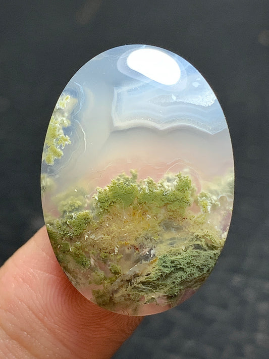 Scenic Moss Agate Oval Cabochon 27x19x6mm