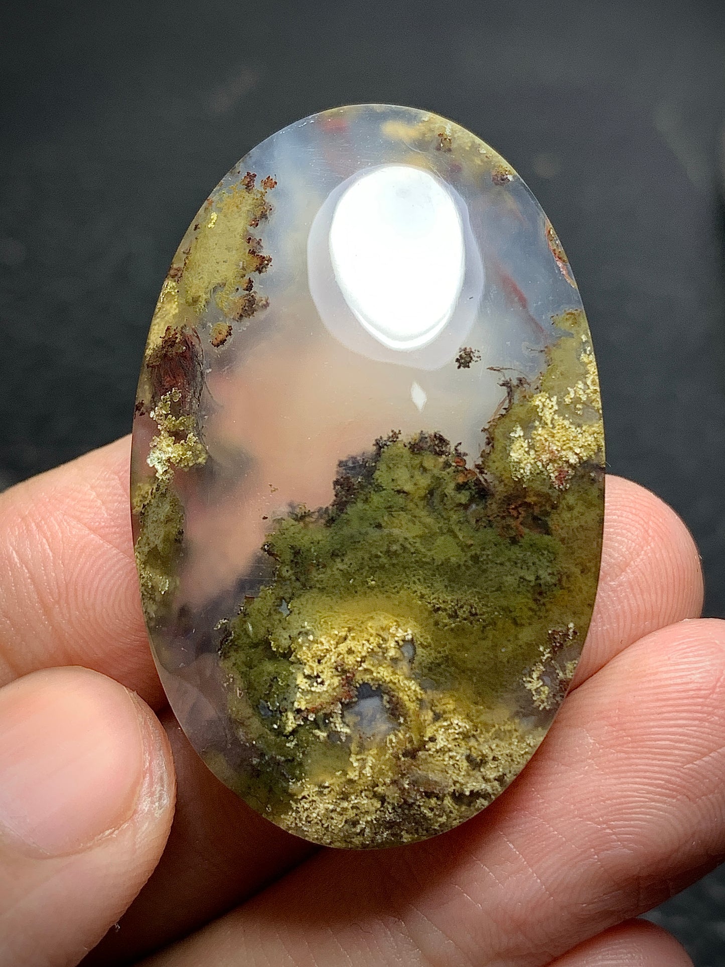 Unique Scenic Moss Agate Oval Cabochon 42x26.5x8.4mm