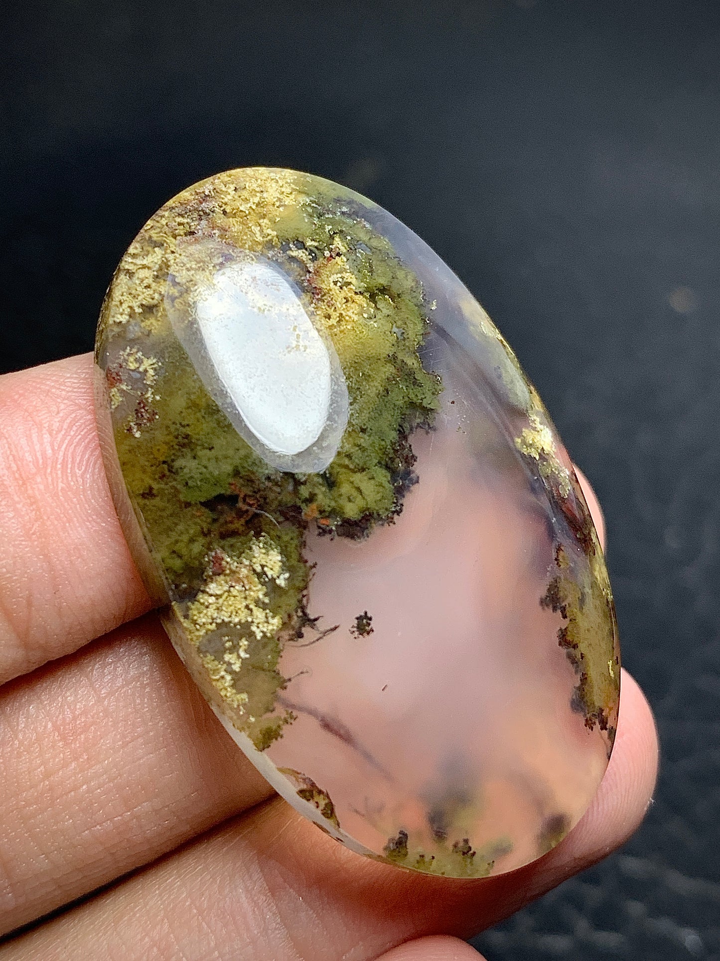 Unique Scenic Moss Agate Oval Cabochon 42x26.5x8.4mm