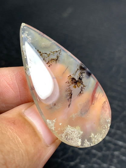 Scenic Moss Agate Teardrop Cabochon 42x22x4mm