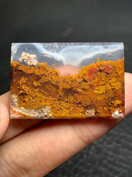 Unique Scenic Moss Agate Rectangle Cabochon 36x24x4mm