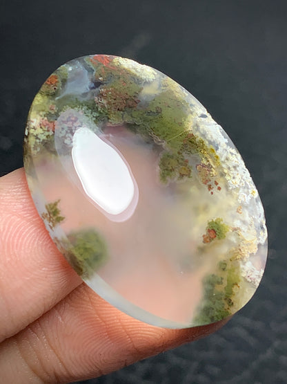 Scenic Moss Agate Oval Cabochon 32x24x7mm