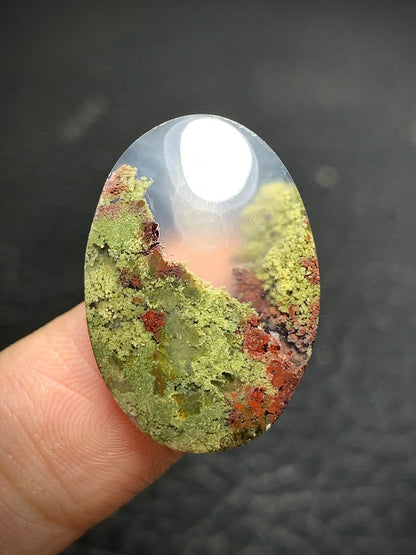 Scenic Moss Agate Oval Cabochon 24.3x17x5mm