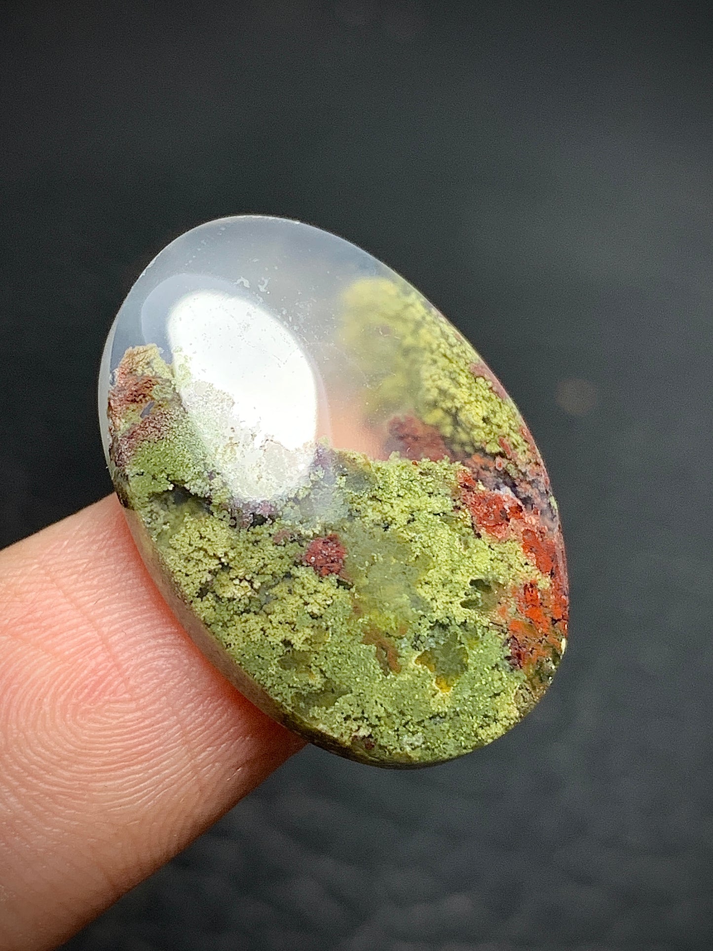 Scenic Moss Agate Oval Cabochon 24.3x17x5mm