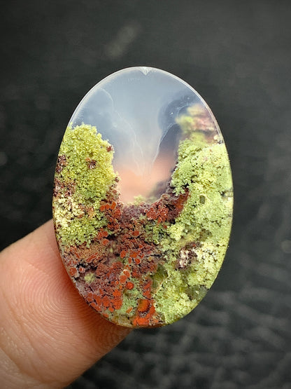 Scenic Moss Agate Oval Cabochon 24.3x17x5mm