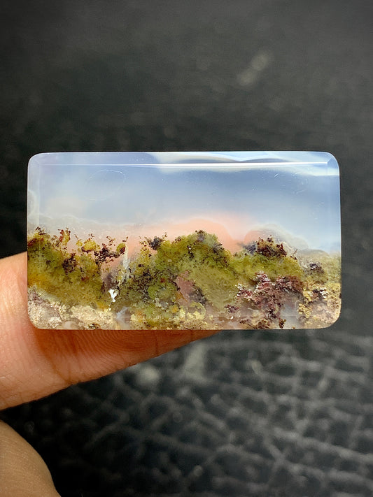 Scenic Moss Agate Rectangle Cabochon 31.5x18x5.5mm