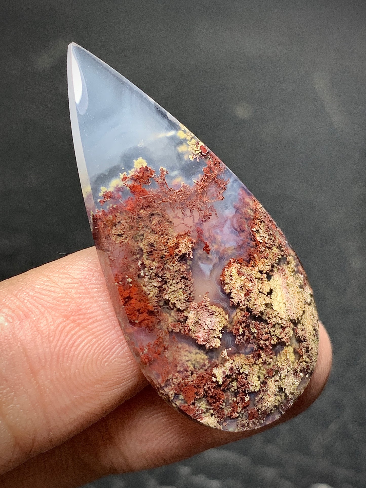 Scenic Moss Agate Teardrop Cabochon 38.5x19x4mm