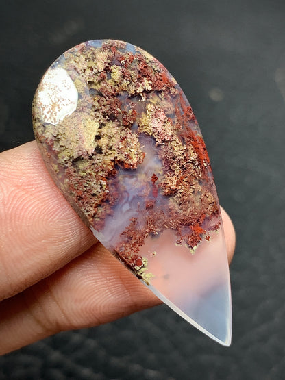 Scenic Moss Agate Teardrop Cabochon 38.5x19x4mm