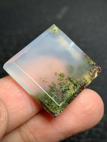 Scenic Moss Agate Rectangle Cabochon 22x21x5mm