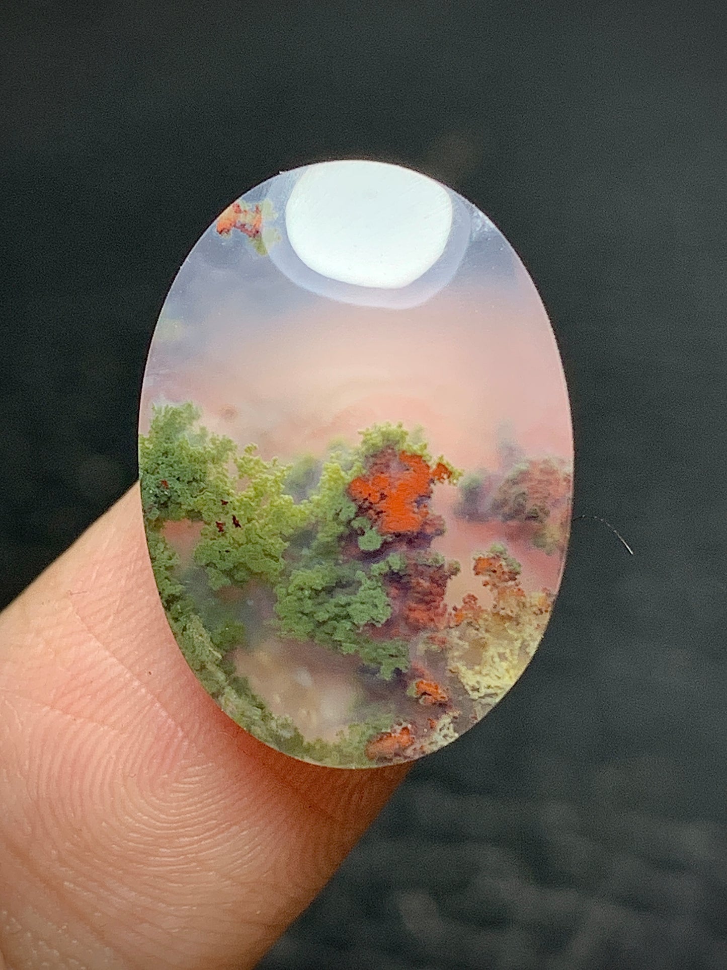 Natural Scenery Tiny Moss Agate Oval Cabochon 19.4x14x5mm