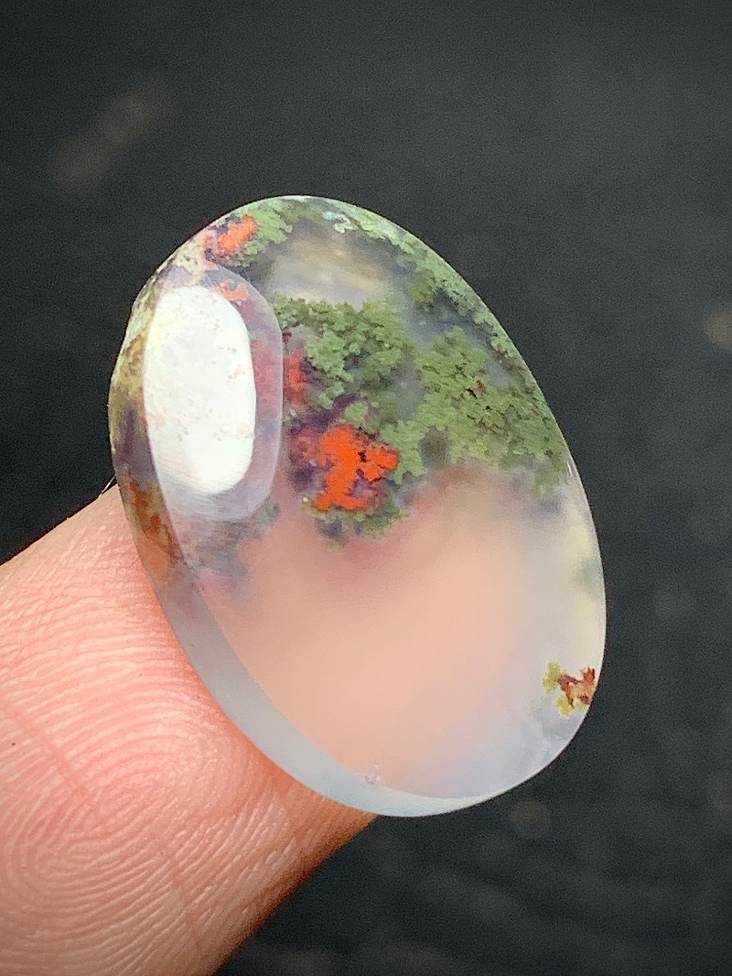 Natural Scenery Tiny Moss Agate Oval Cabochon 19.4x14x5mm