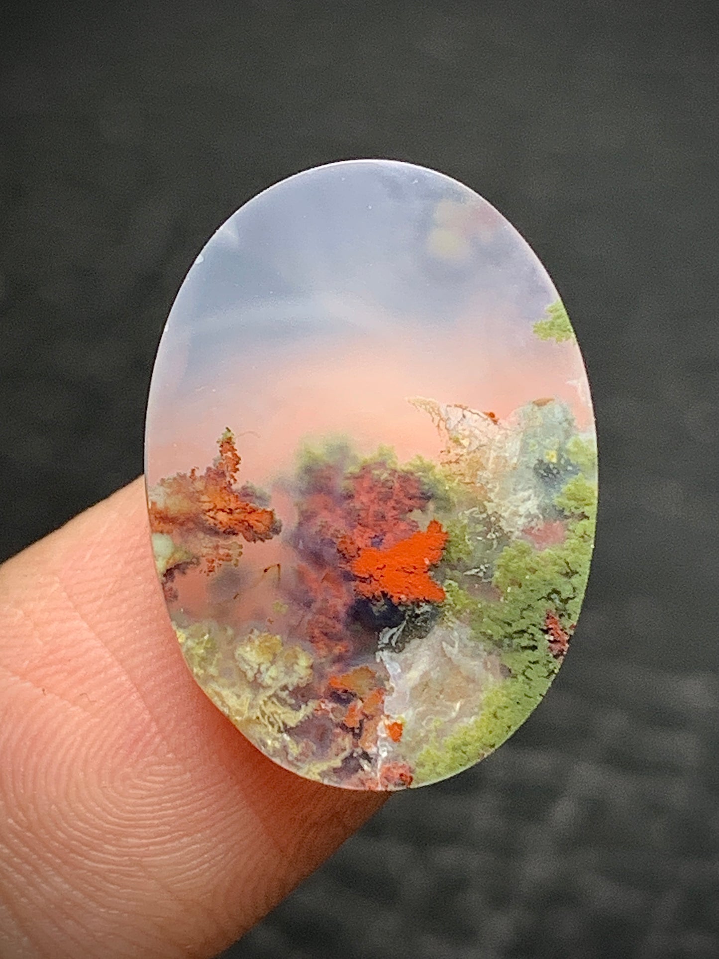 Natural Scenery Tiny Moss Agate Oval Cabochon 19.4x14x5mm