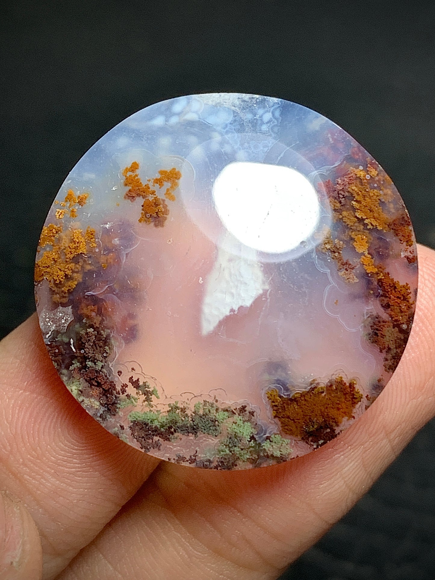 Scenic Moss Agate Round Cabochon 27x27x7mm