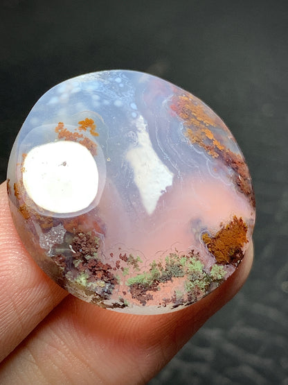 Scenic Moss Agate Round Cabochon 27x27x7mm