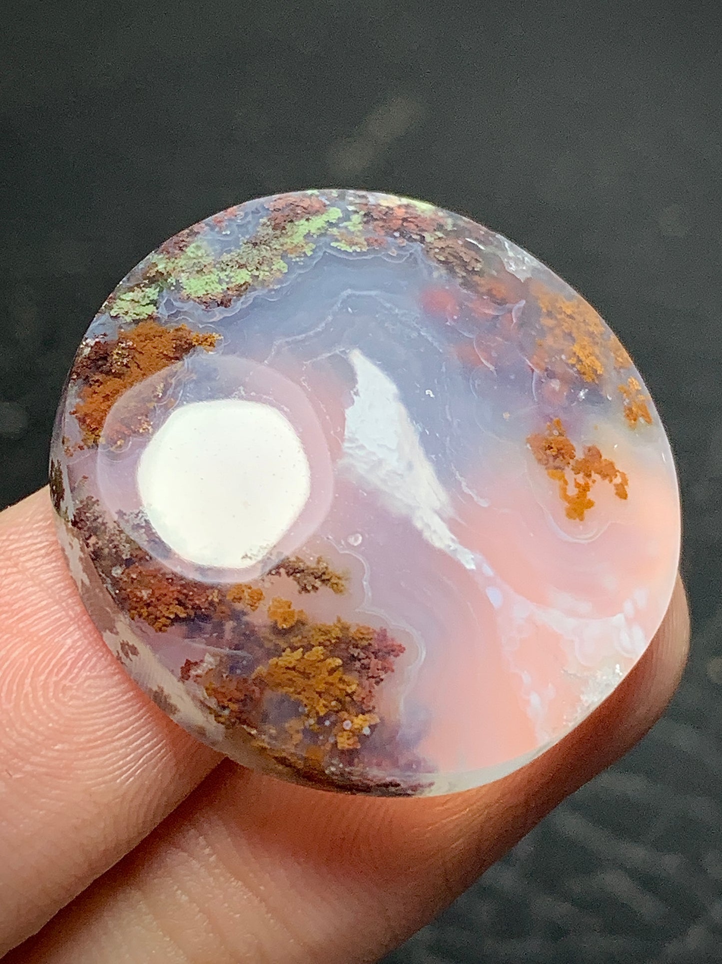 Scenic Moss Agate Round Cabochon 27x27x7mm