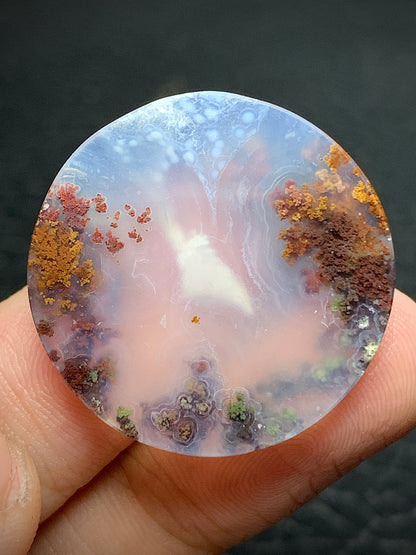 Scenic Moss Agate Round Cabochon 27x27x7mm