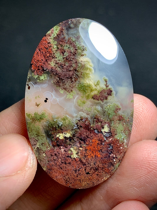 Scenic Moss Agate Oval Cabochon 37x24x7mm