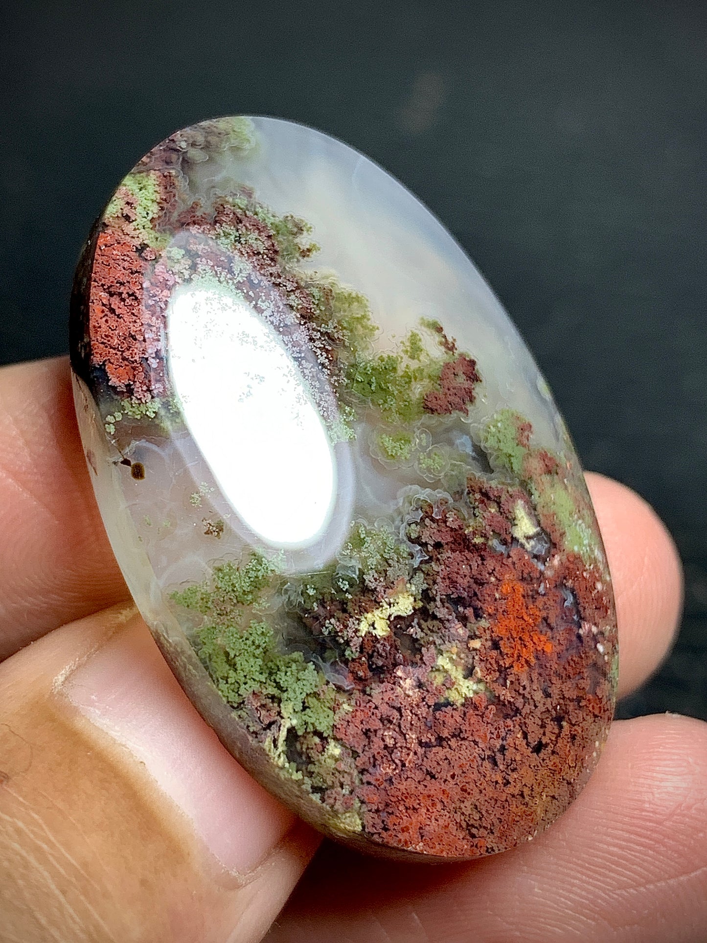 Scenic Moss Agate Oval Cabochon 37x24x7mm