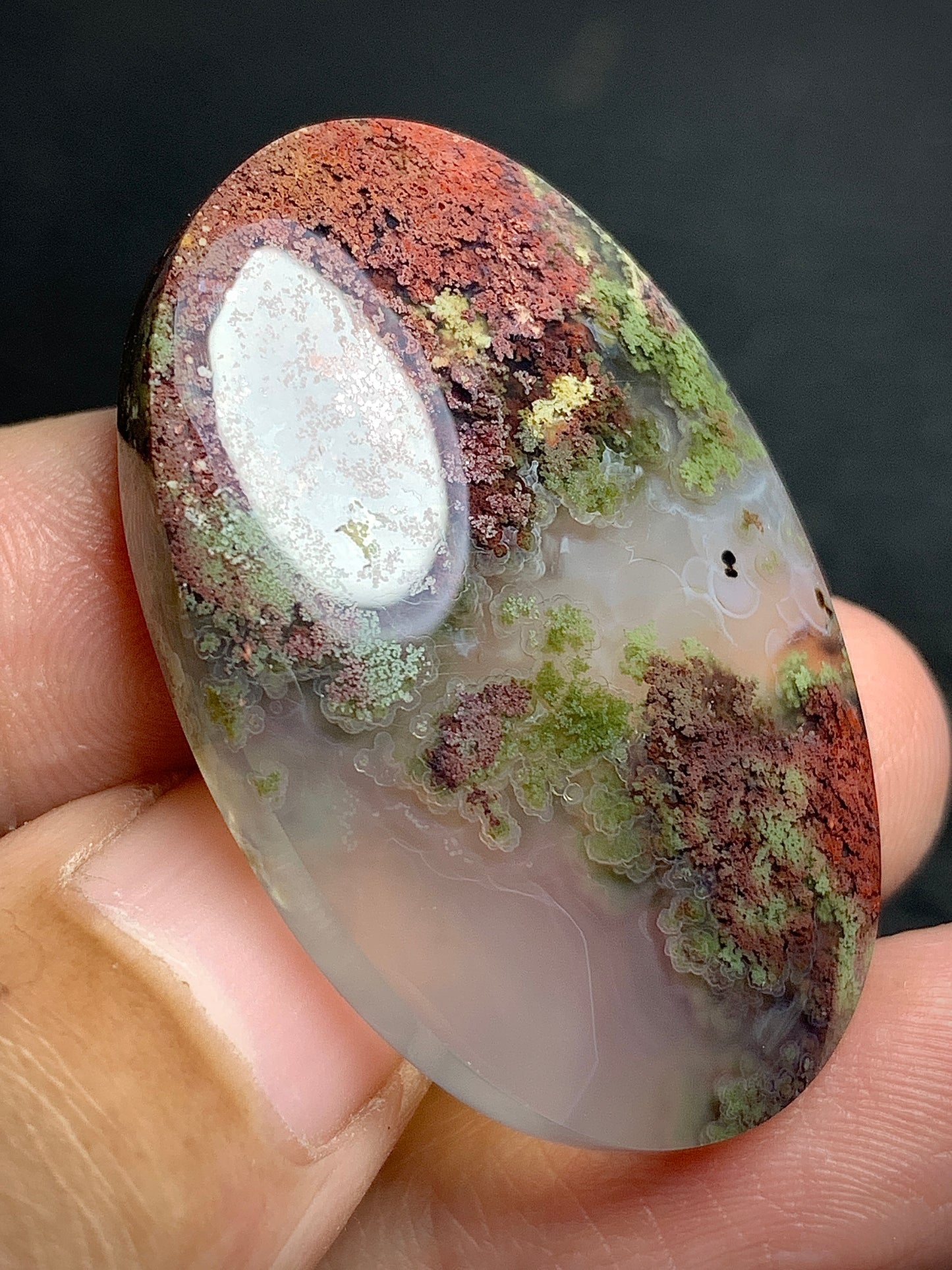 Scenic Moss Agate Oval Cabochon 37x24x7mm