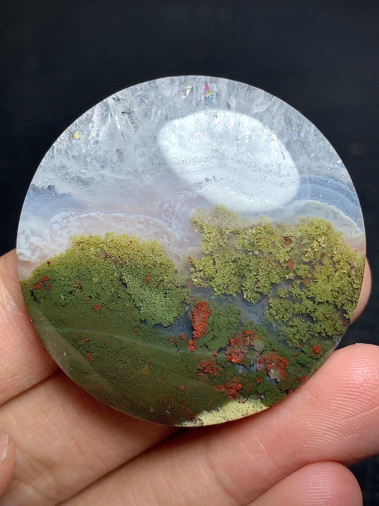 Scenic Moss Agate Round Cabochon 40x40x7.5mm