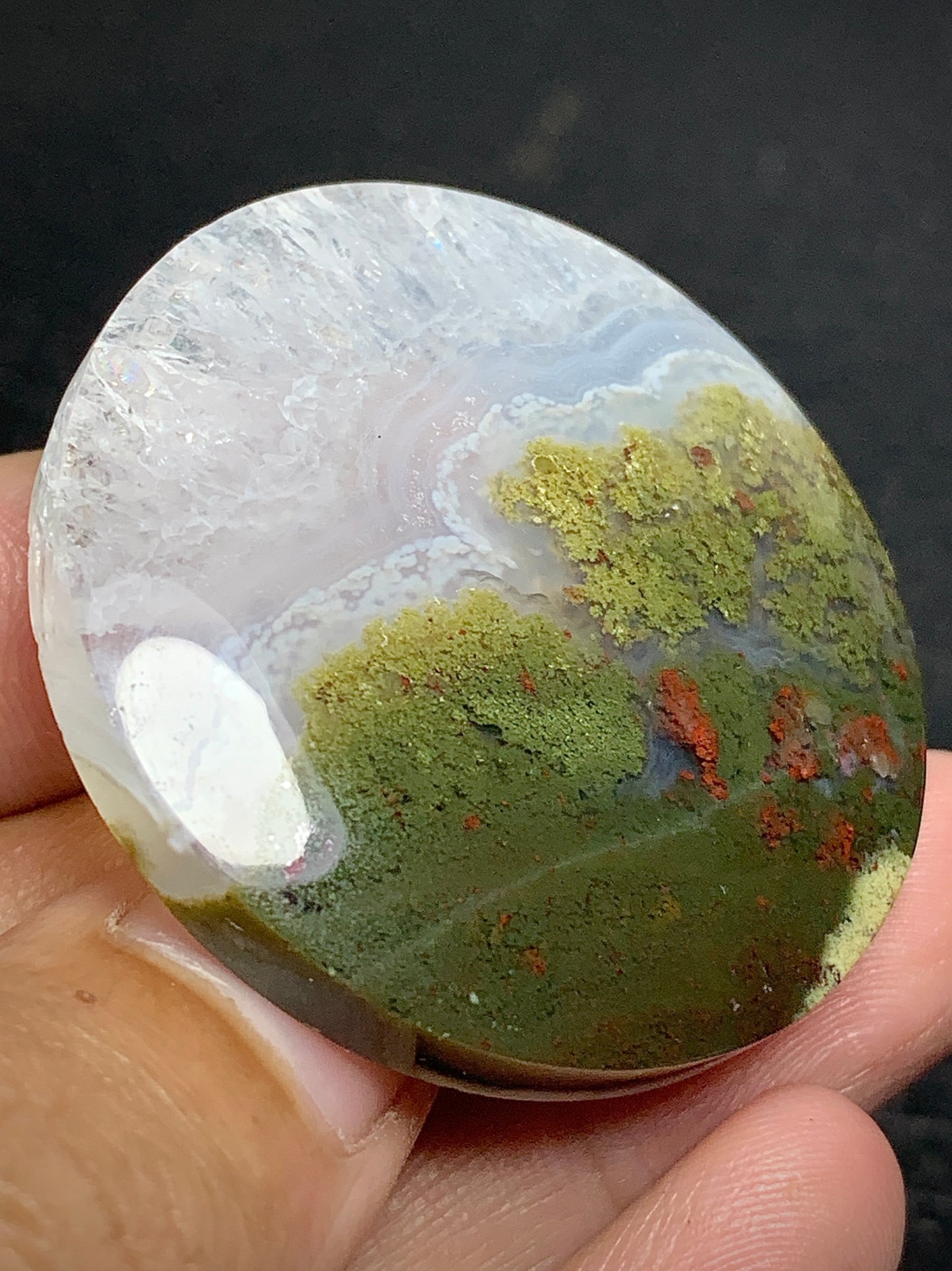 Scenic Moss Agate Round Cabochon 40x40x7.5mm