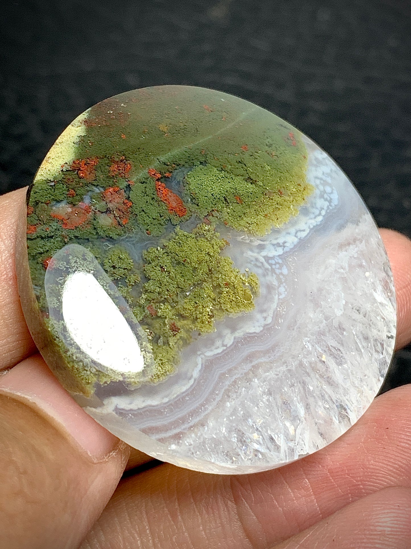 Scenic Moss Agate Round Cabochon 40x40x7.5mm