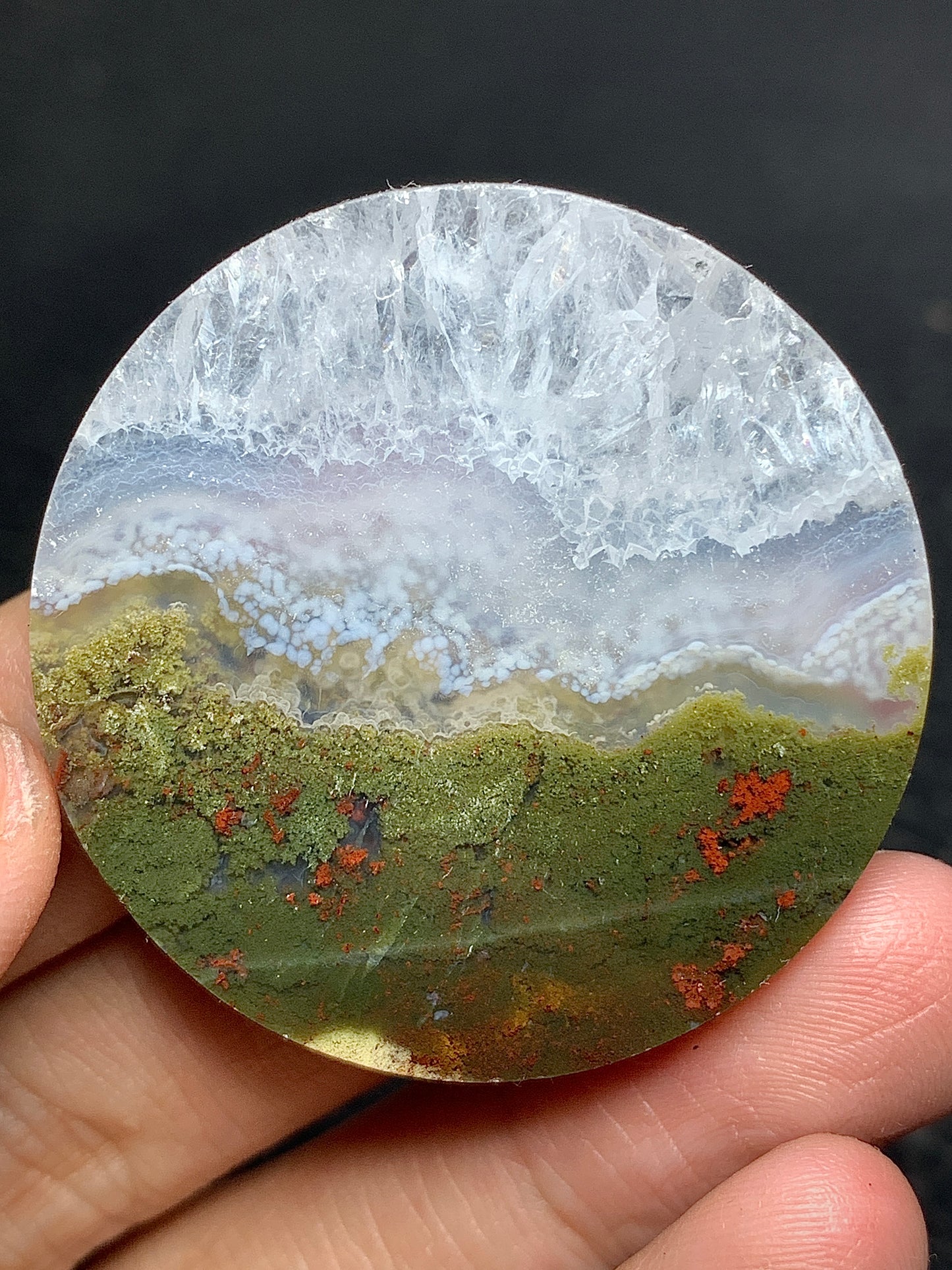 Scenic Moss Agate Round Cabochon 40x40x7.5mm