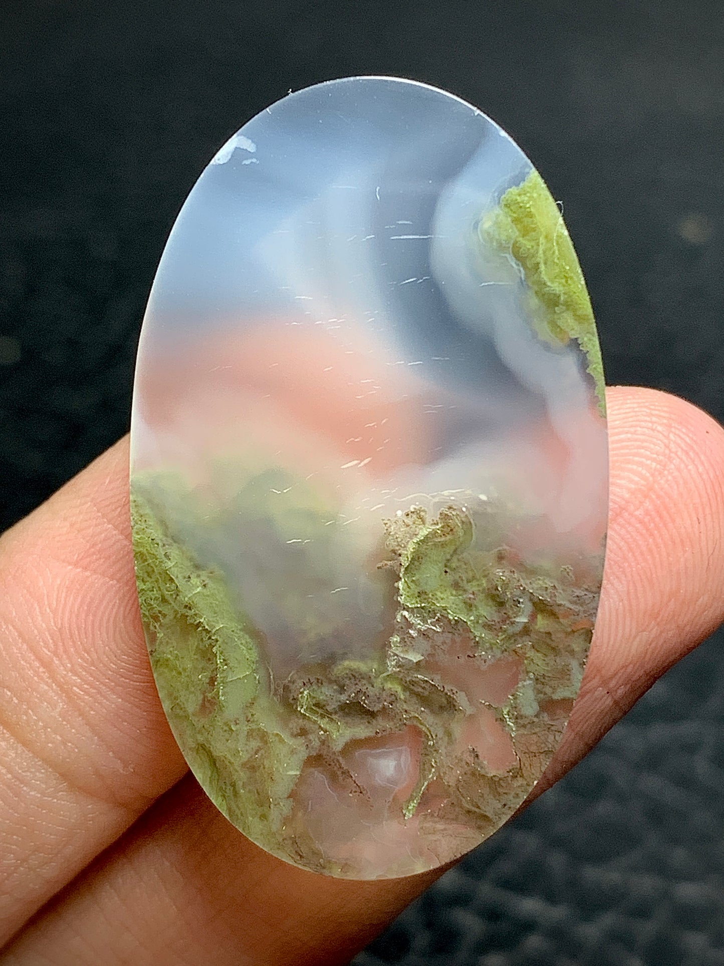 Scenic Moss Agate Oval Cabochon 38x23x6mm